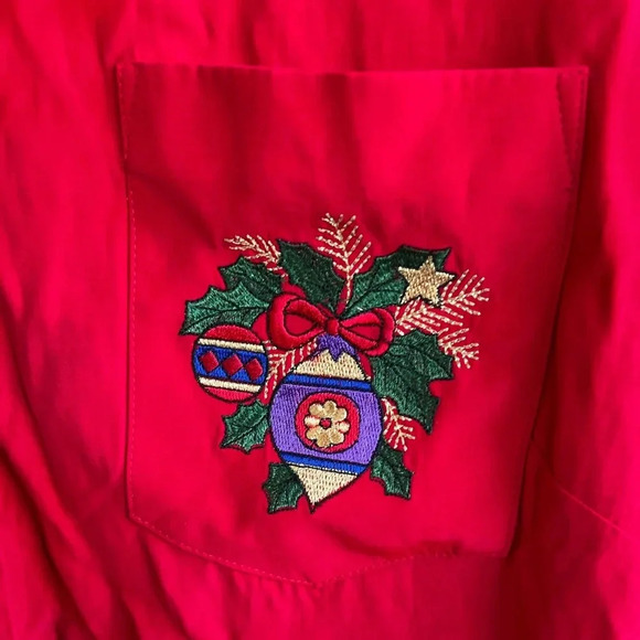 Christmas Red Button Down Tunic Top - Size 14 - Picture 3 of 7